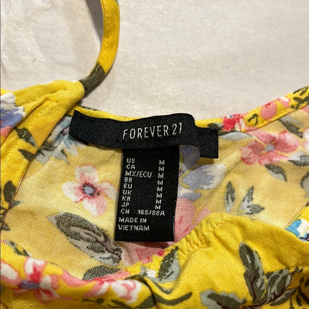 EUC Forever 21 Pink and Yellow Ruched Camisole Top - Picture 2 of 4
